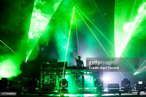 Tom Rowlands of Chemical Brothers performs on stage during day 3 of Sonar Music Festival on June 20, 2015 in Barcelona, Spain.