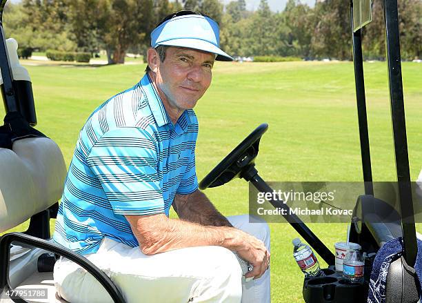 Actor Dennis Quaid attends the Los Angeles Police Memorial Foundation Celebrity Golf Tournament at Brookside Golf Club on June 20, 2015 in Pasadena,...