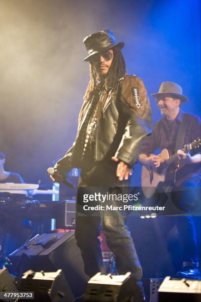 Rapper Metaphysics of German pop and soul band Soehne Mannheims performs during their 'Wer fuehlen will, muss hoeren Tour', at the E-Werk on March...