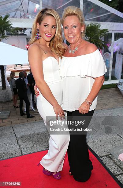 Angelina Heger and her mother Manuela Heger during the Raffaello Summer Day 2015 to celebrate the 25th anniversary of Raffaello on June 20, 2015 in...