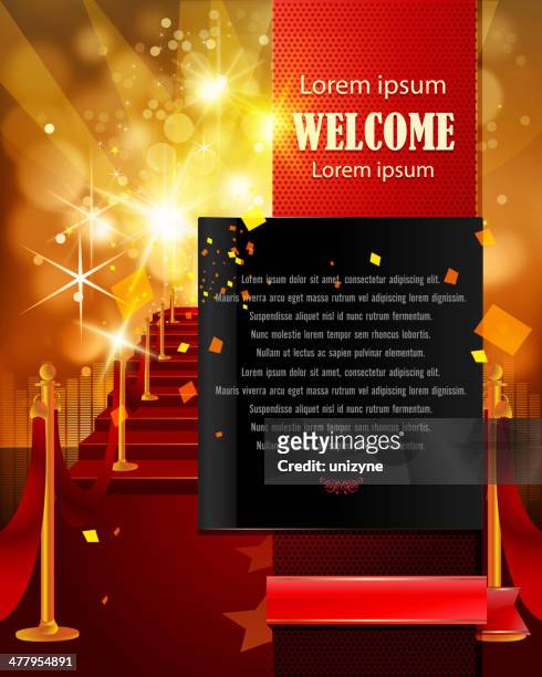 red carpet background with copy space - awards red carpet stock illustrations