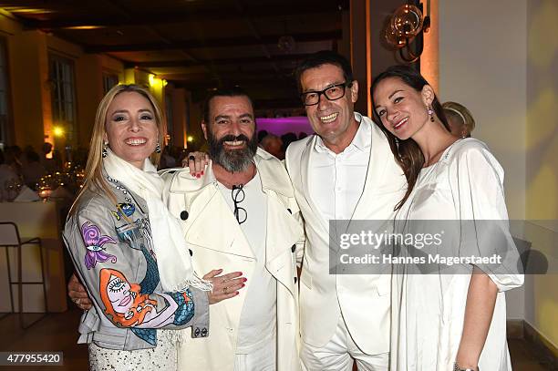 Franziska Countess Fugger von Babenhausen, Mauro Bergonzoli, Willi Bonke and Charlotte von Oeynhausen attend the Jaguar White Night at Wandelhalle...