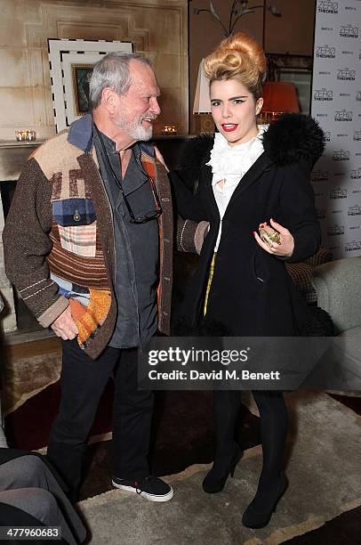 Terry Gilliam and Paloma Faith attends a private screening of "The Zero Theorem" at the Charlotte Street Hotel on March 11, 2014 in London, England.