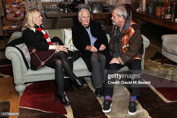 Sophie de Stemel, Sir Ian Holm and Terry Gilliam attend a private screening of "The Zero Theorem" at the Charlotte Street Hotel on March 11, 2014 in...