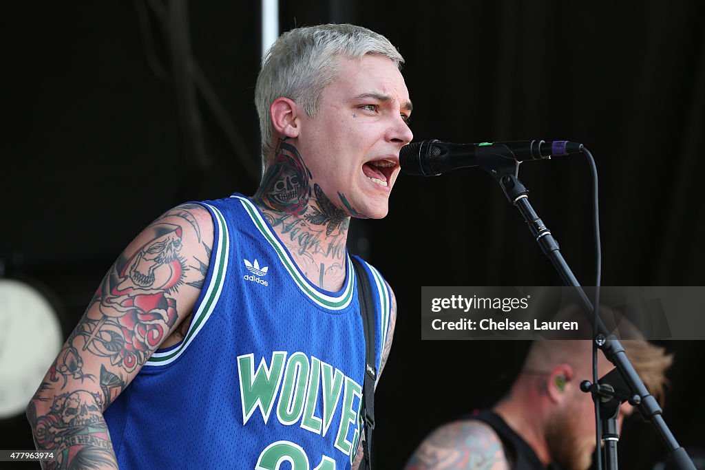 Aaron Stringer Vocalist Ahren Stringer of The Amity Affliction performs during the ...