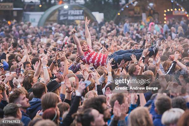 General view of festival goers at the main stage for Best Kept Secret Festival at Beekse Bergen on June 20, 2015 in Hilvarenbeek, Netherlands.