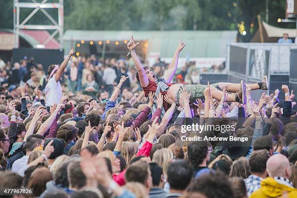 General view of festival goers at the main stage for Best Kept Secret Festival at Beekse Bergen on June 20, 2015 in Hilvarenbeek, Netherlands.