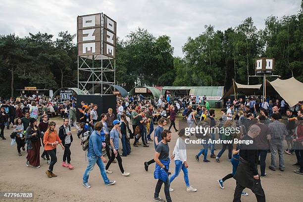 General view of festival goers at Best Kept Secret Festival at Beekse Bergen on June 20, 2015 in Hilvarenbeek, Netherlands.