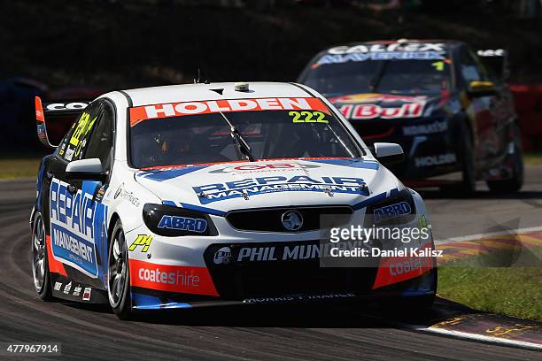 Nick Percat drives the Lucas Dumbrell Motorsport Commodore during race 15 for the V8 Supercars Triple Crown Darwin at Hidden Valley Raceway on June...