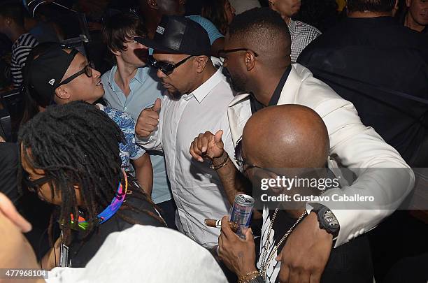 Timbaland,DJ IRIE and Jermaine Dupri attends Irie Weekend Closing Party With Timbaland & Lil' Jon at E11EVEN on June 20, 2015 in Miami, Florida.