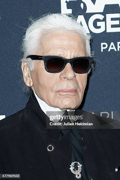 Karl Lagerfeld attends his new perfume launch party at Palais Brongniart on March 11, 2014 in Paris, France.