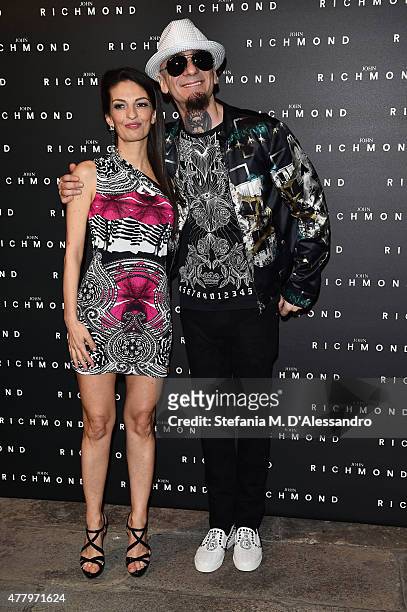 Alessandra Moschillo and J-Ax attend the John Richmond show during the Milan Men's Fashion Week Spring/Summer 2016 on June 21, 2015 in Milan, Italy.