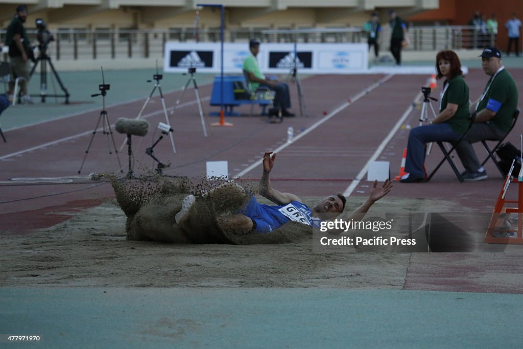 Greek long jumper Louis Tsatoumas is pictured in action at...