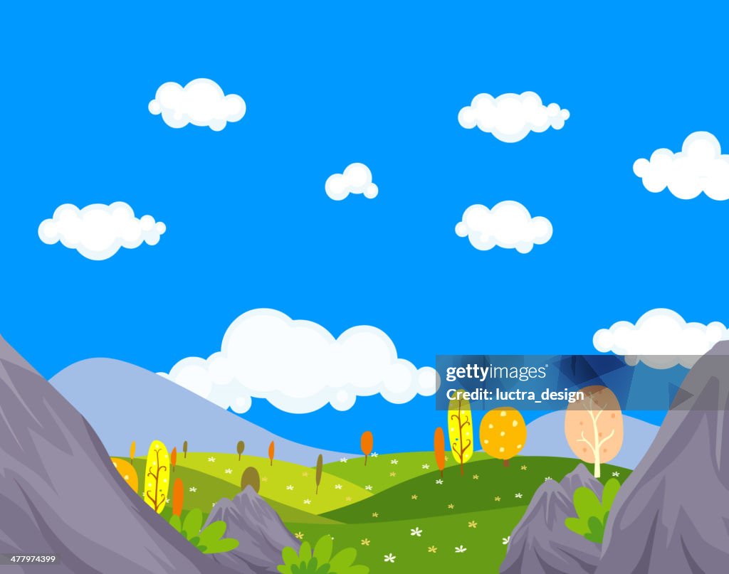 Forest Mountain Cartoon Background High-Res Vector Graphic - Getty Images
