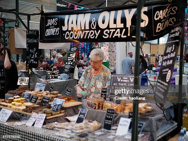 home made jam and chutneys - belfast market stock pictures, royalty-free photos & images