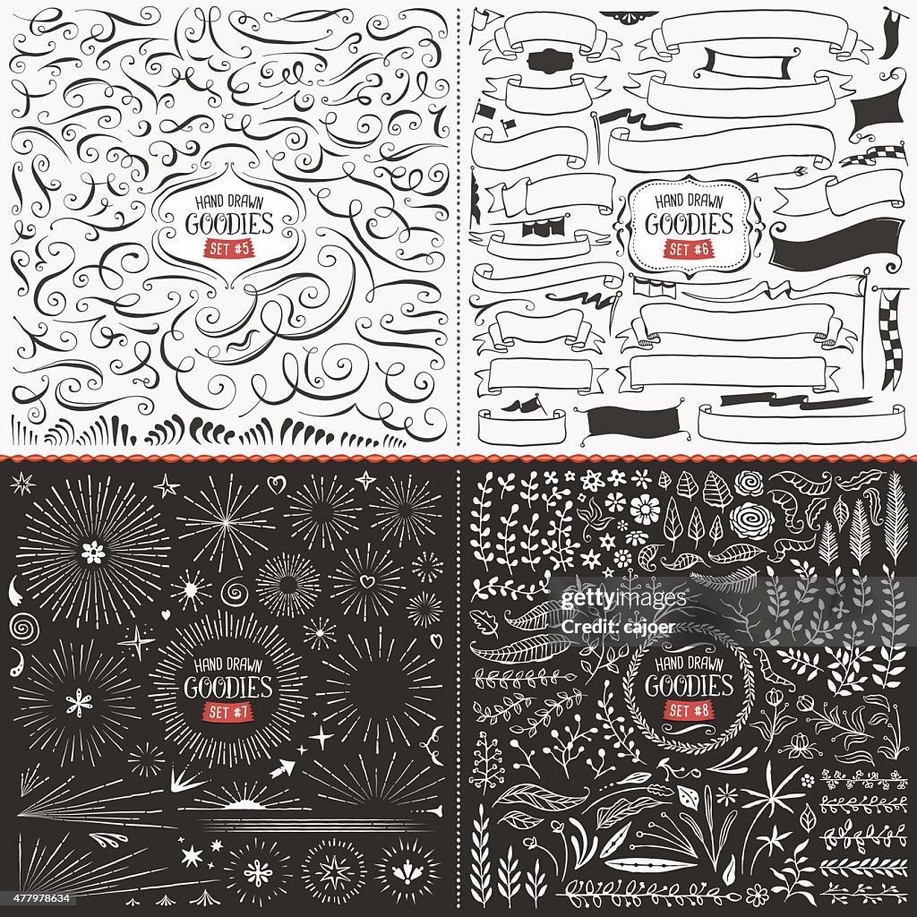 Large Collection Of Hand Drawn Vector Design Elements High-Res Vector ...