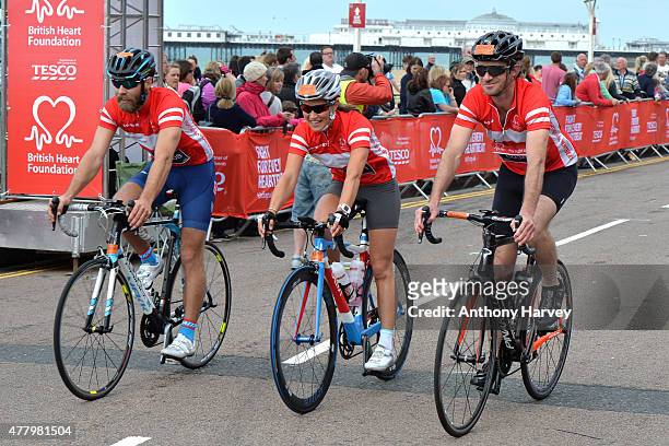 Pippa Middleton and James Middleton Finish the London To Brighton Bike Ride For British Heart Foundation on June 21, 2015 in Brighton, England.