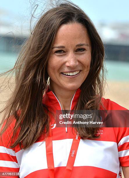 Pippa Middleton Finishes the London To Brighton Bike Ride For British Heart Foundation on June 21, 2015 in Brighton, England.