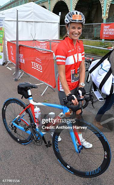 Pippa Middleton Finishes the London To Brighton Bike Ride For British Heart Foundation on June 21, 2015 in Brighton, England.