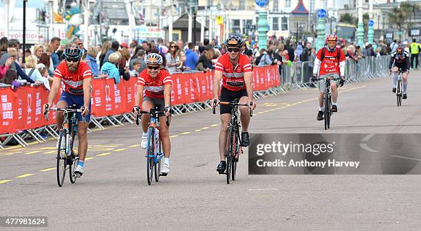 Pippa Middleton and James Middleton Finish the London To Brighton Bike Ride For British Heart Foundation on June 21, 2015 in Brighton, England.