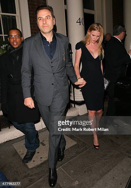 David Walliams and Laura Stone at the Arts club on March 11, 2014 in London, England.