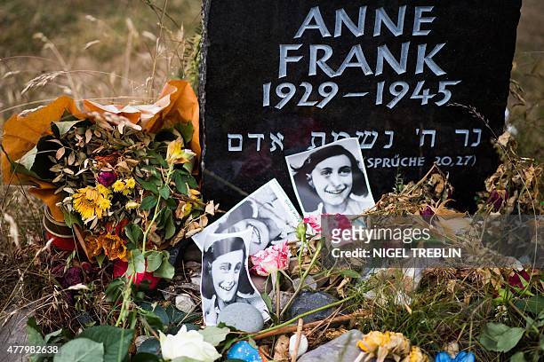 Memorial stone for Margot Frank and Anne Frank is pictured on the grounds of the former Prisoner of War and concentration camps Bergen-Belsen in...
