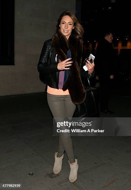 Alex Jones seen leaving Radio One on March 11, 2014 in London, England.