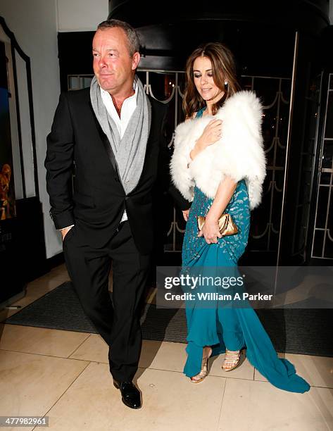 Elizabeth Hurley seen leaving Claridges after a Charity Fundraiser on March 11, 2014 in London, England.