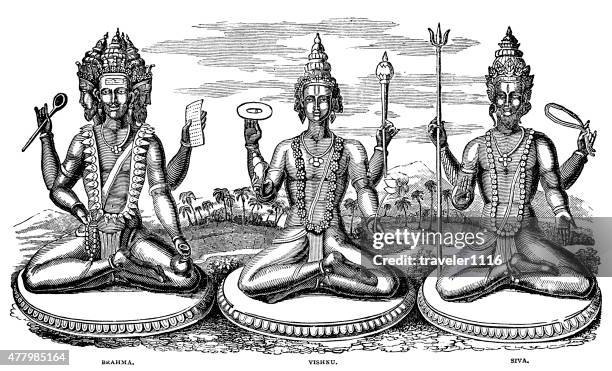 ilustrações de stock, clip art, desenhos animados e ícones de hindu deuses brahma visnu e siva - shiva