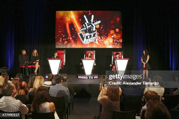 Jorge Bernal, Daisy Fuentes, Prince Royce, Natalia Jimenez, Roberto Tapia and Penelope Menchaca attend Telemundo Press Conference to Launch "La Voz...