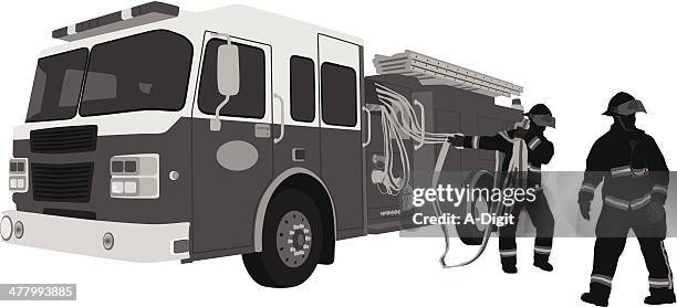 ilustrações de stock, clip art, desenhos animados e ícones de firefighters - corpo de bombeiros