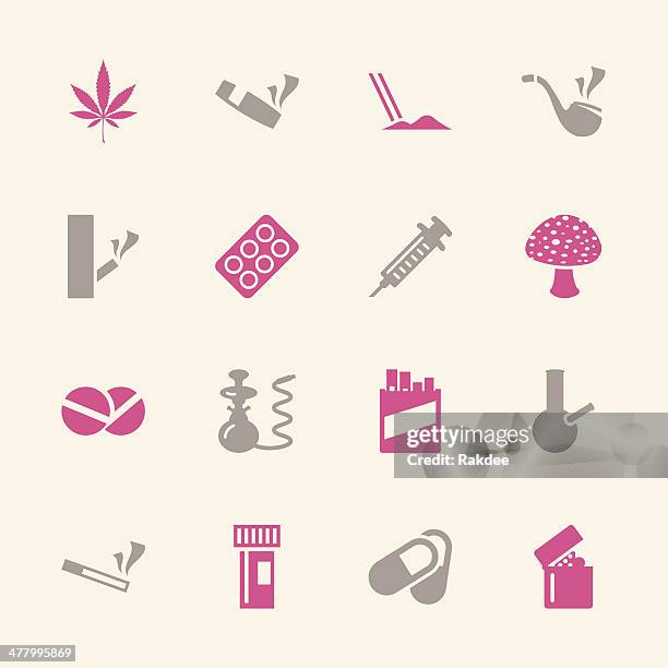 narcotics und drogen icons-color-serie/eps10 - crack pipe stock-grafiken, -clipart, -cartoons und -symbole