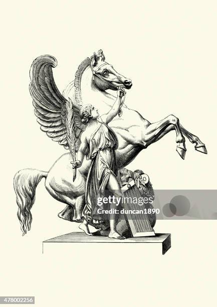 ilustrações de stock, clip art, desenhos animados e ícones de cavalo pegasus as asas - rearing up