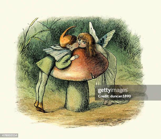 stockillustraties, clipart, cartoons en iconen met princess nobody and the fairy prince - toadstools