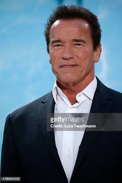 Actor Arnold Schwarzenegger arrives at the European Premiere of 'Terminator: Genisys' at the CineStar Sony Center on June 21, 2015 in Berlin, Germany.