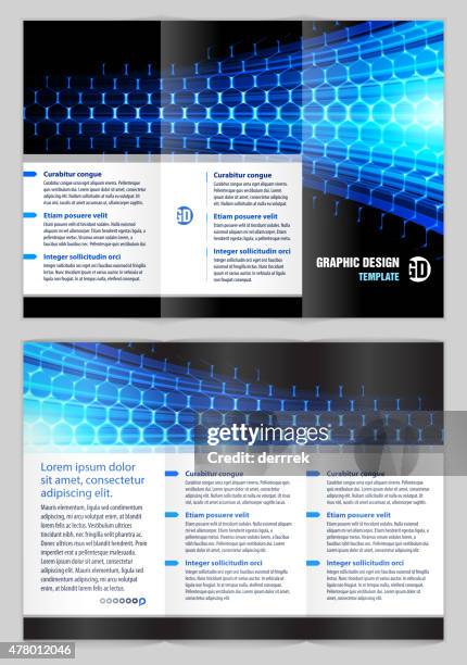 leaflet. template design - hexagon pattern building stock illustrations