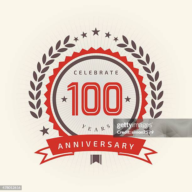 illustrazioni stock, clip art, cartoni animati e icone di tendenza di cento anni anniversario emblema - anniversary