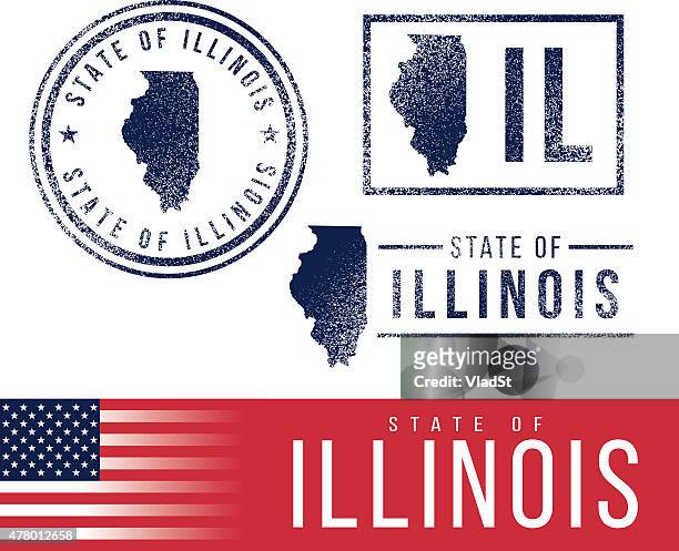usa rubber stamps - state of illinois - illinois vector stock illustrations