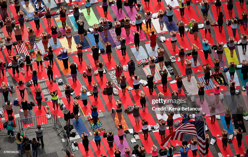 Thousands Of Yogis Descend On Times Square On First International Day Of Yoga