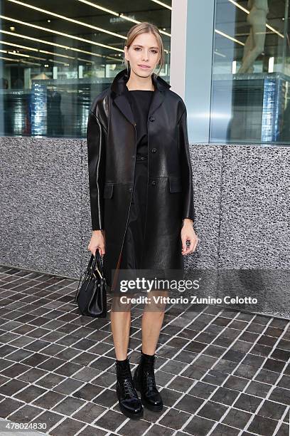 Elena Perminova attends Prada Menswear Spring/Summer 2016 Cocktail Party at Fondazione Prada at Fondazione Prada on June 21, 2015 in Milan, Italy.