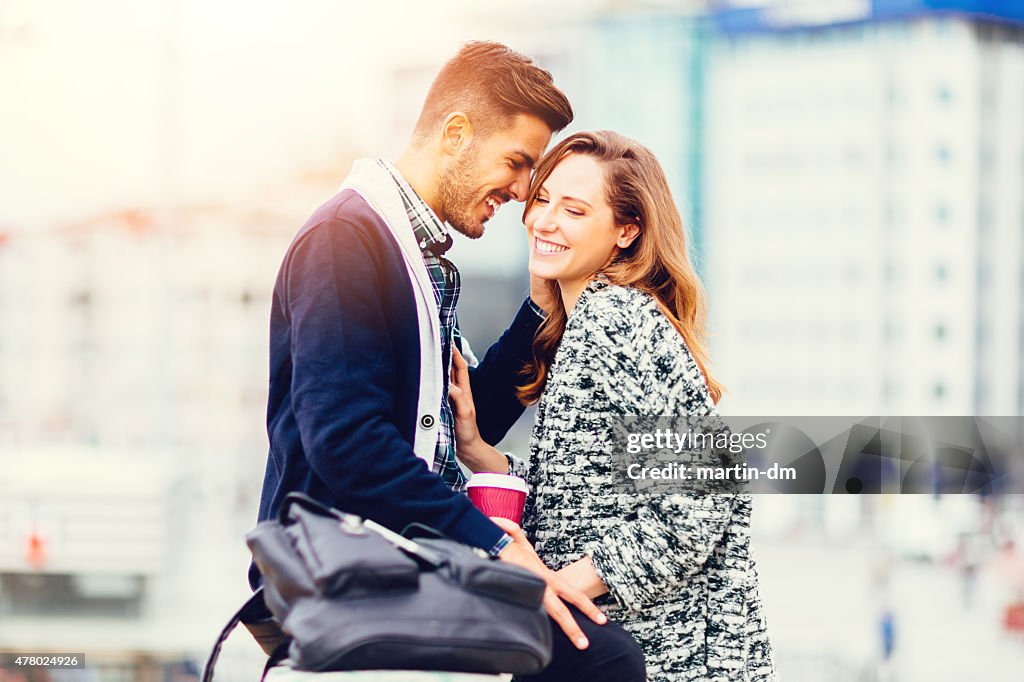 Young couple enjoying being together