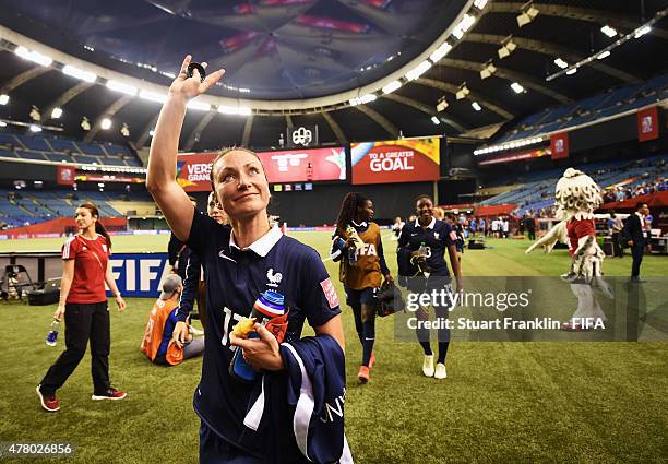 Gaetane Thiney of France celebrates at the end of the FIFA Womens's World Cup round of 16 match between France and Korea at Olympic Stadium on June...