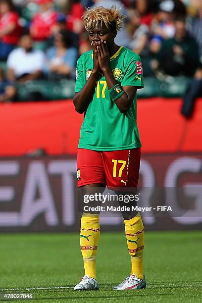 Gu Yasha of China PR looks on during half time of the FIFA Women's World Cup 2015 Round of 16 match between China PR and Cameroon at Commonwealth...