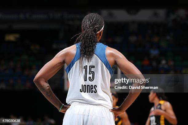 Asjha Jones of the Minnesota Lynx during the game against the Tulsa Shock at Target Center on June 22, 2015 in Minneapolis, Minnesota. NOTE TO USER:...