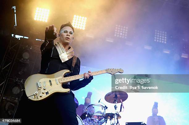 Musician Luke Steele of Empire of the Sun performs onstage during day 4 of the Firefly Music Festival on June 21, 2015 in Dover, Delaware.