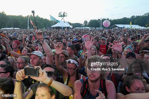 Guests enjoy the Empire of the Sun performance during day 4 of the Firefly Music Festival on June 21, 2015 in Dover, Delaware.