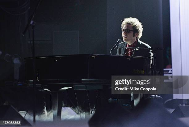 Musician Ian Axel of the band A Great Big World performs during the Pinoy Relief Benefit concert at Madison Square Garden on March 11, 2014 in New...