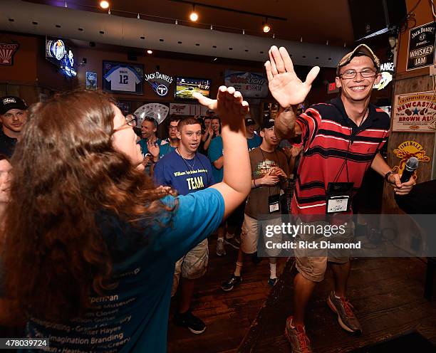 Lifting Lives Camper performs during ACM Lifting Lives Music Camp Karaoke Night With The Swon Brothers at Winners on June 21, 2015 in Nashville,...