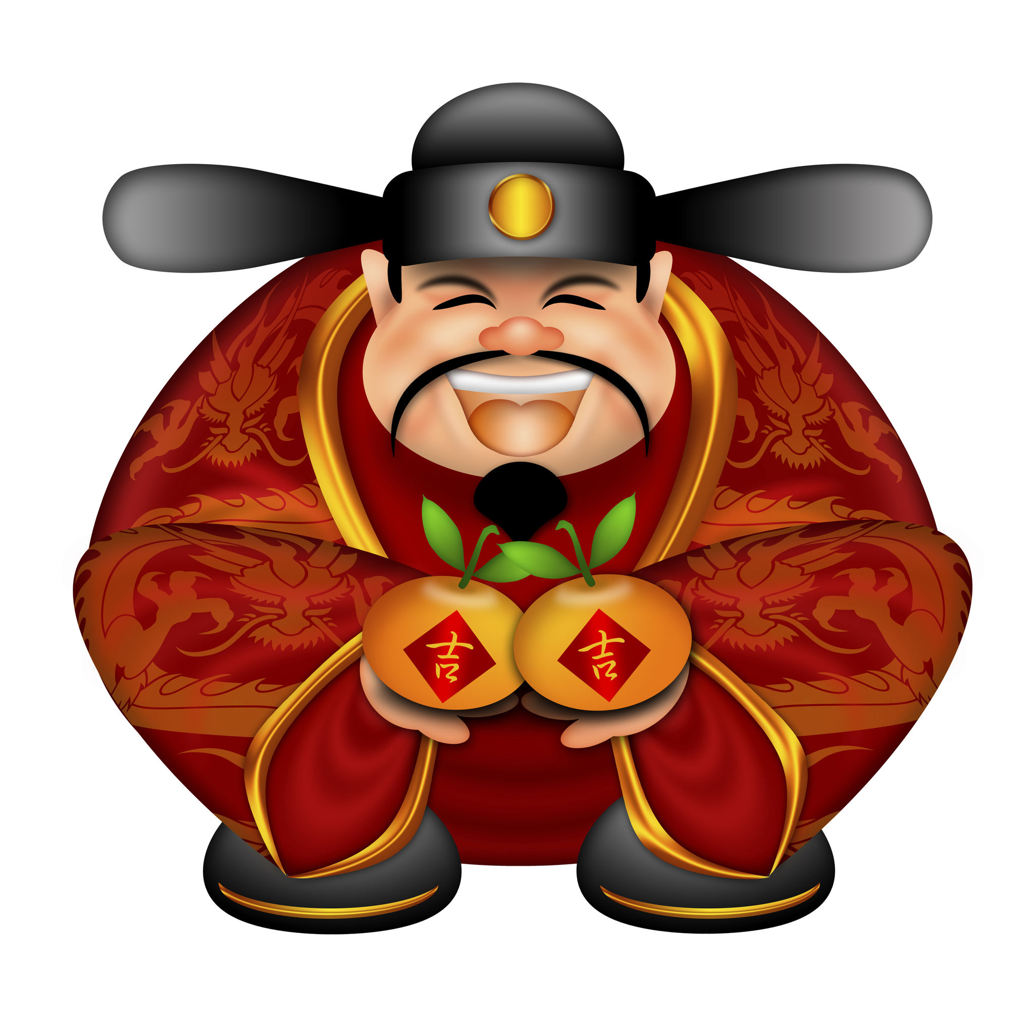 Chinese Money God With Mandarin Oranges Chinese Money God With Mandarin Oranges