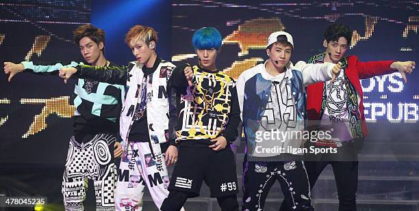 Boys Republic perform onstage during the Mnet 'M Count Down' at CJ E&M Center on February 27, 2014 in Seoul, South Korea.